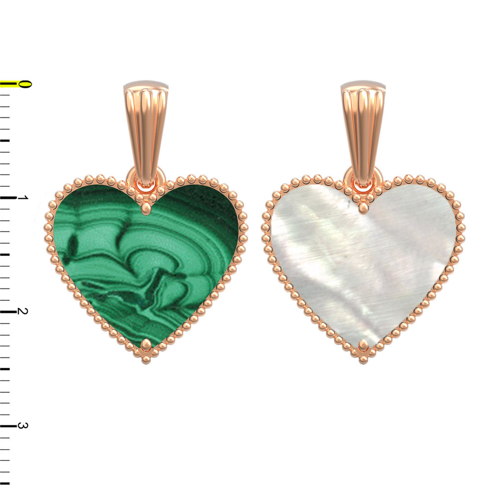 Подвеска из золота c малахитом и перламутром