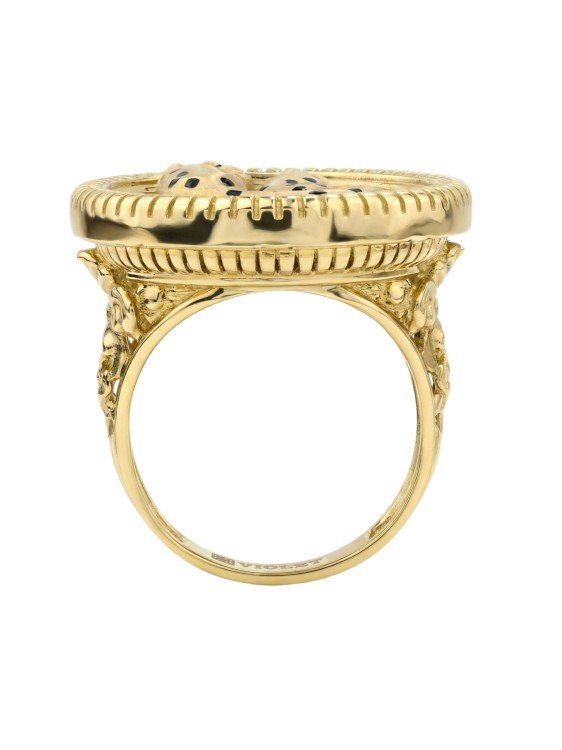 Кольцо из лимонного золота c эмаль