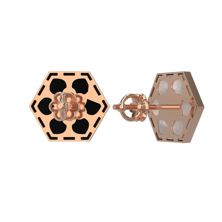 Серьги из золота c ониксом и перламутром