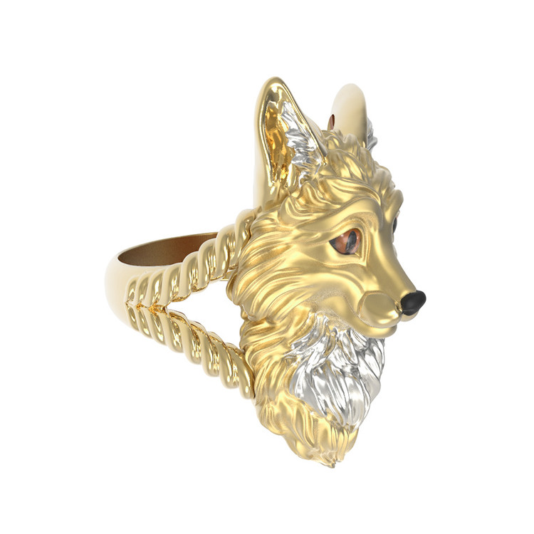 Кольцо из лимонного золота c эмаль