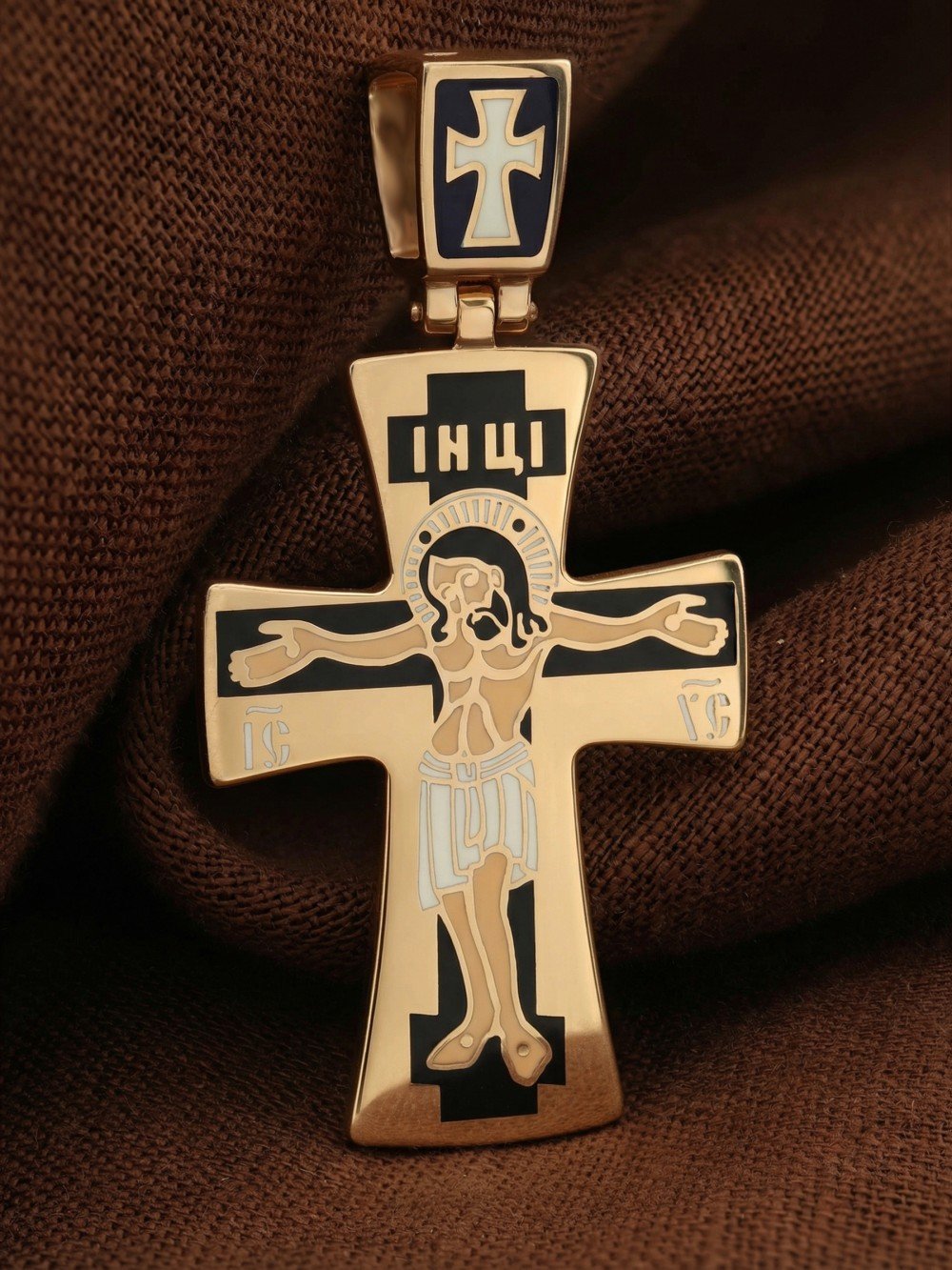 Крест из золота c эмаль