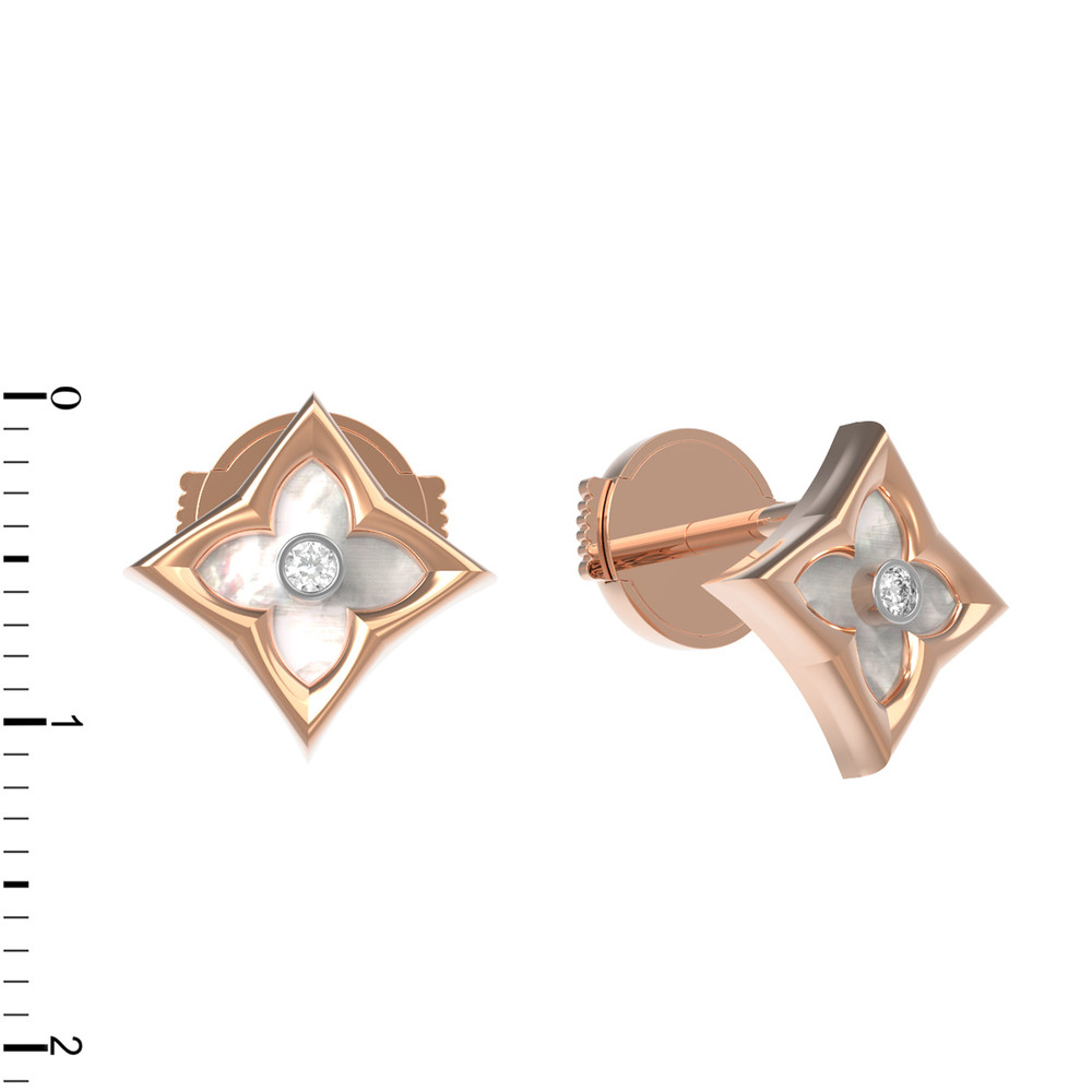 Серьги из золота c бриллиантами и перламутром