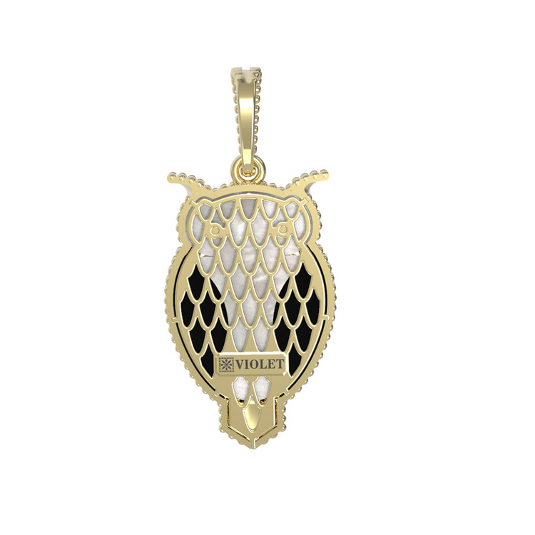 Подвеска из лимонного золота c эмаль , ониксом и перламутром