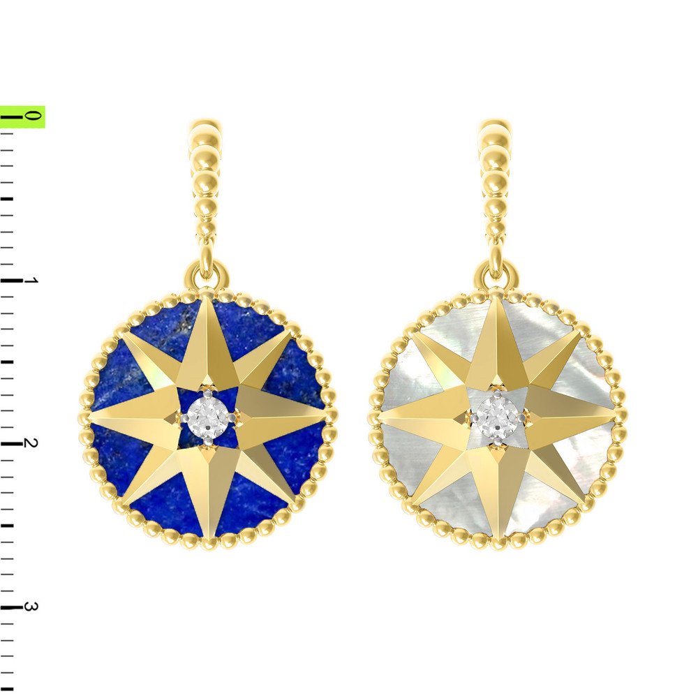 Подвеска из лимонного золота c фианитом, лазуритом и перламутром