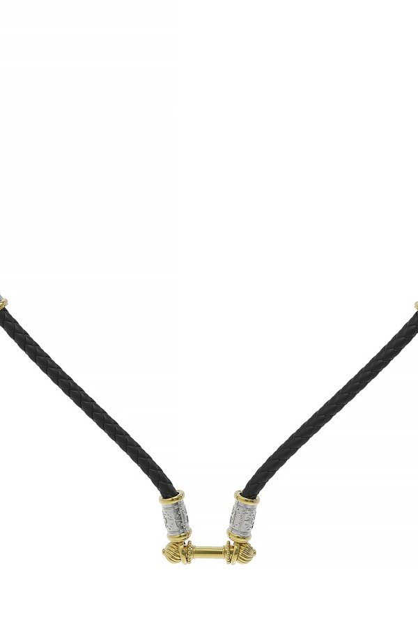 Шнурок кожаный из лимонного золота c кожаным шнурком