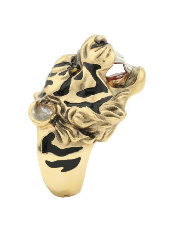 Кольцо из лимонного золота c эмаль