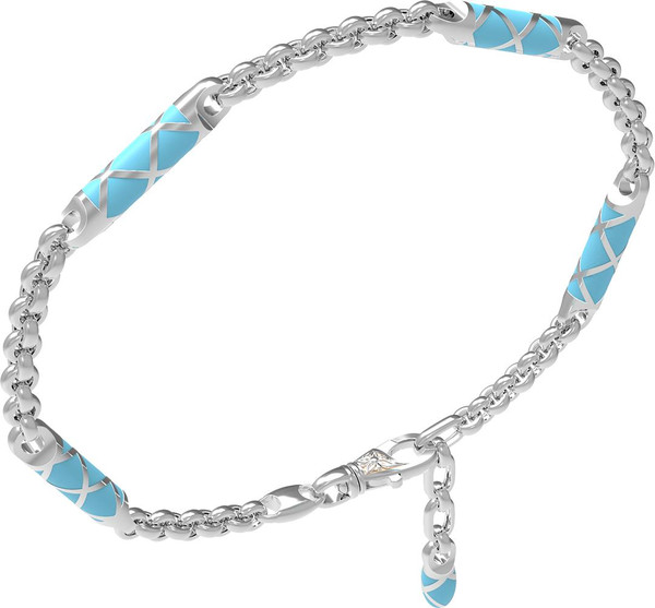 Браслет из белого золота c эмаль