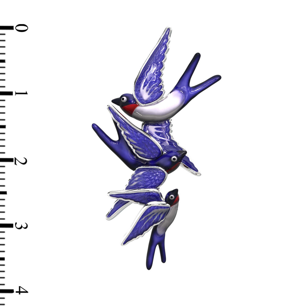 Брошь из белого золота c эмаль