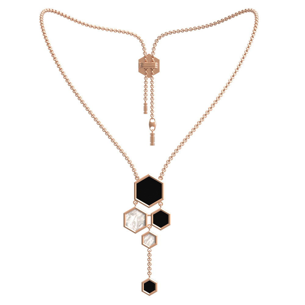 Колье из золота c ониксом и перламутром