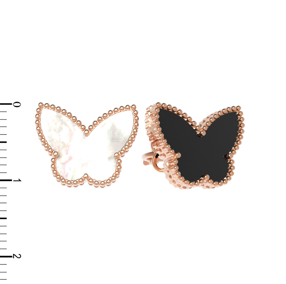 Серьги из золота c ониксом и перламутром