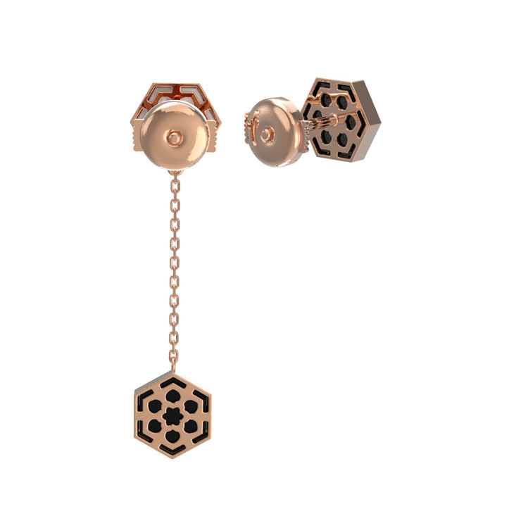 Серьги из золота c ониксом и перламутром