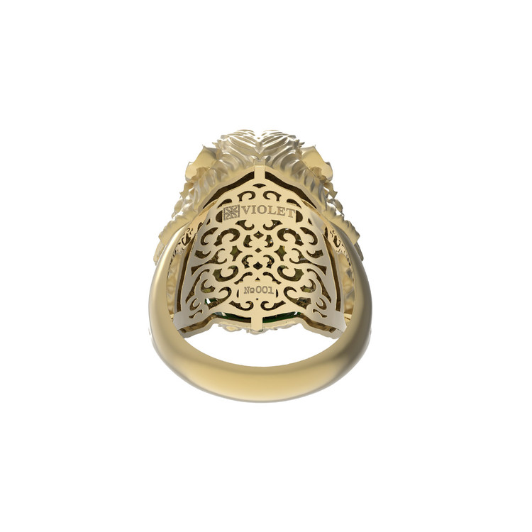 Кольцо из лимонного золота c эмаль