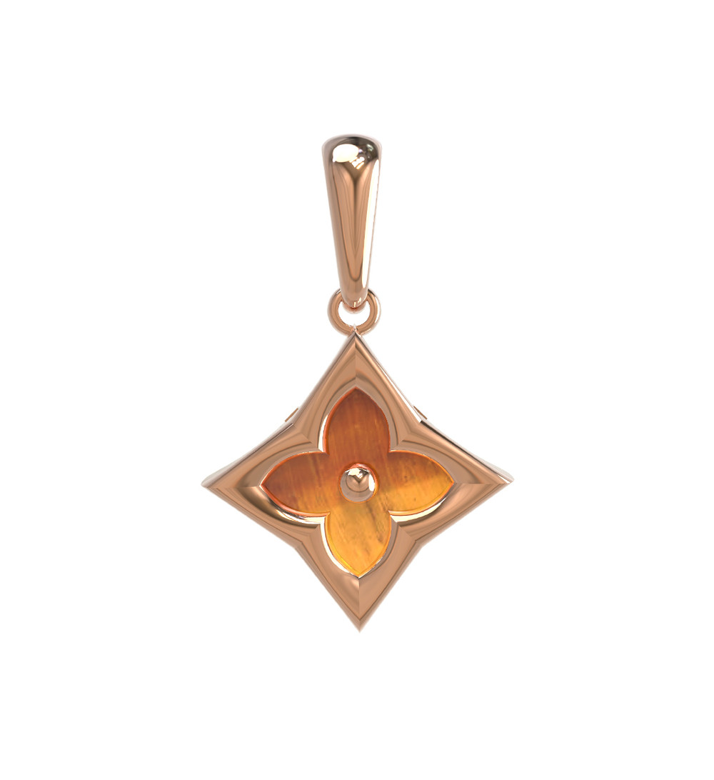 Подвеска из золота c тигровым глазом