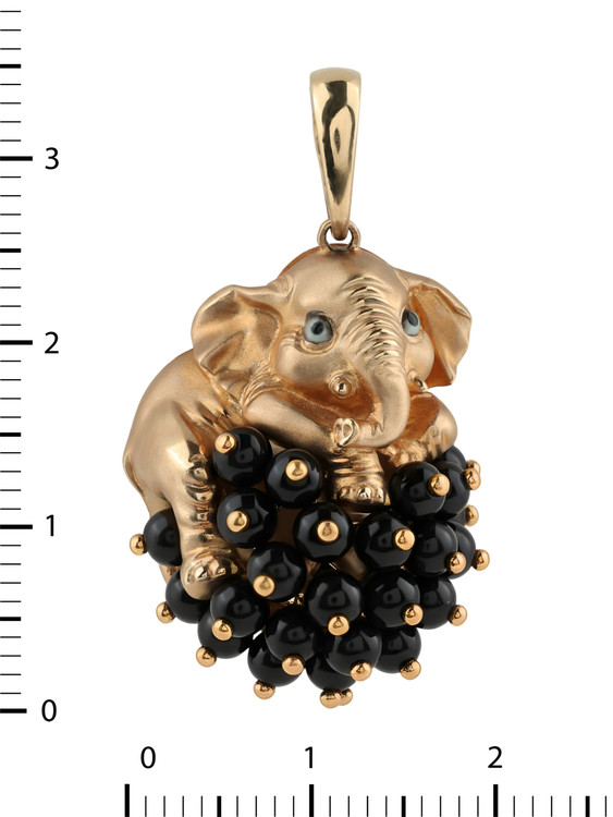 Подвеска из золота c эмаль и ониксом