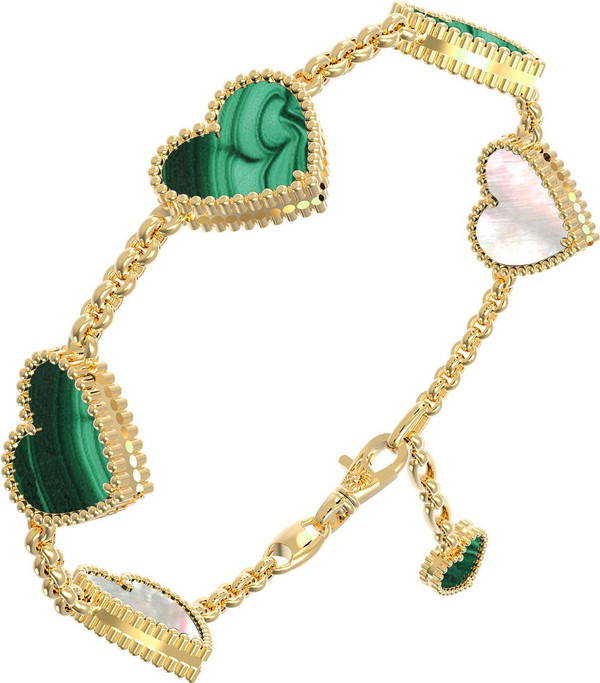 Браслет из лимонного золота c малахитом и перламутром