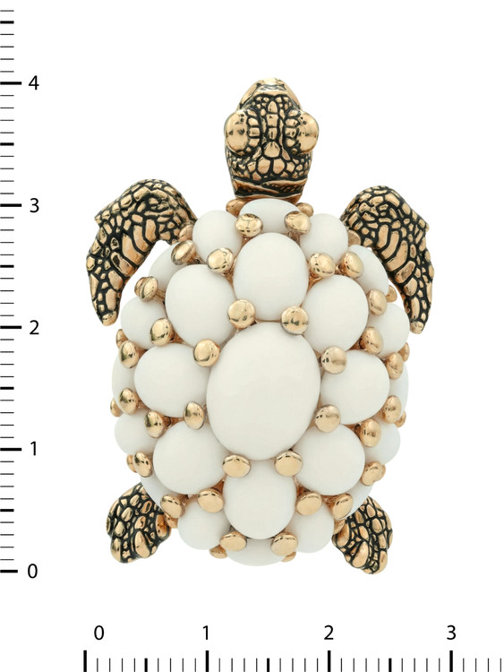 Брошь из золота c эмаль и бивнем мамонта