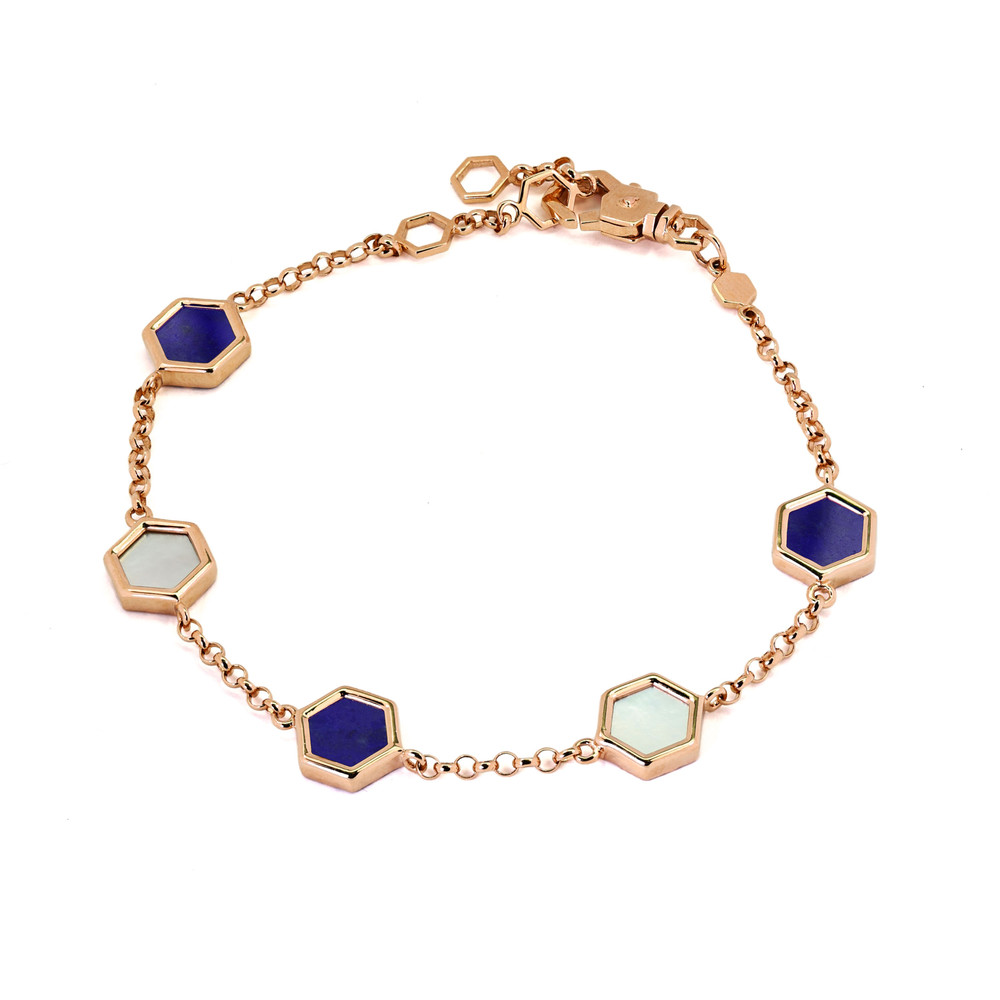 Браслет из золота c лазуритом и перламутром