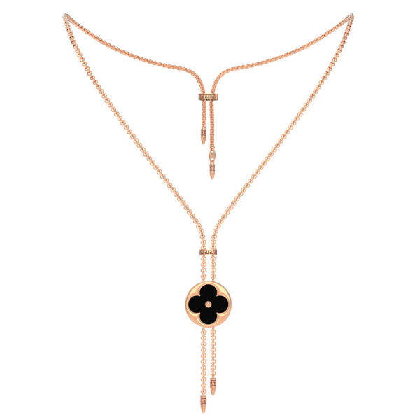 Колье из золота c ониксом и перламутром