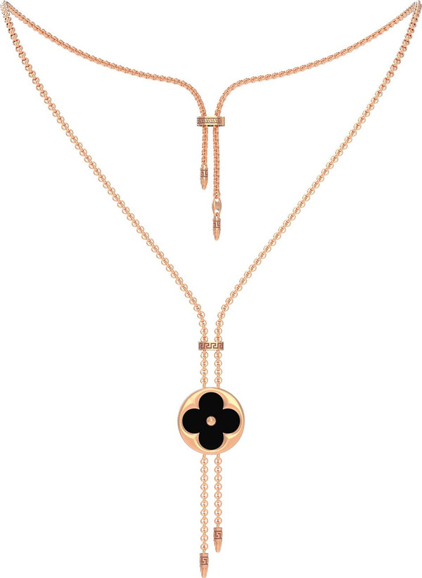 Колье из золота c ониксом и перламутром