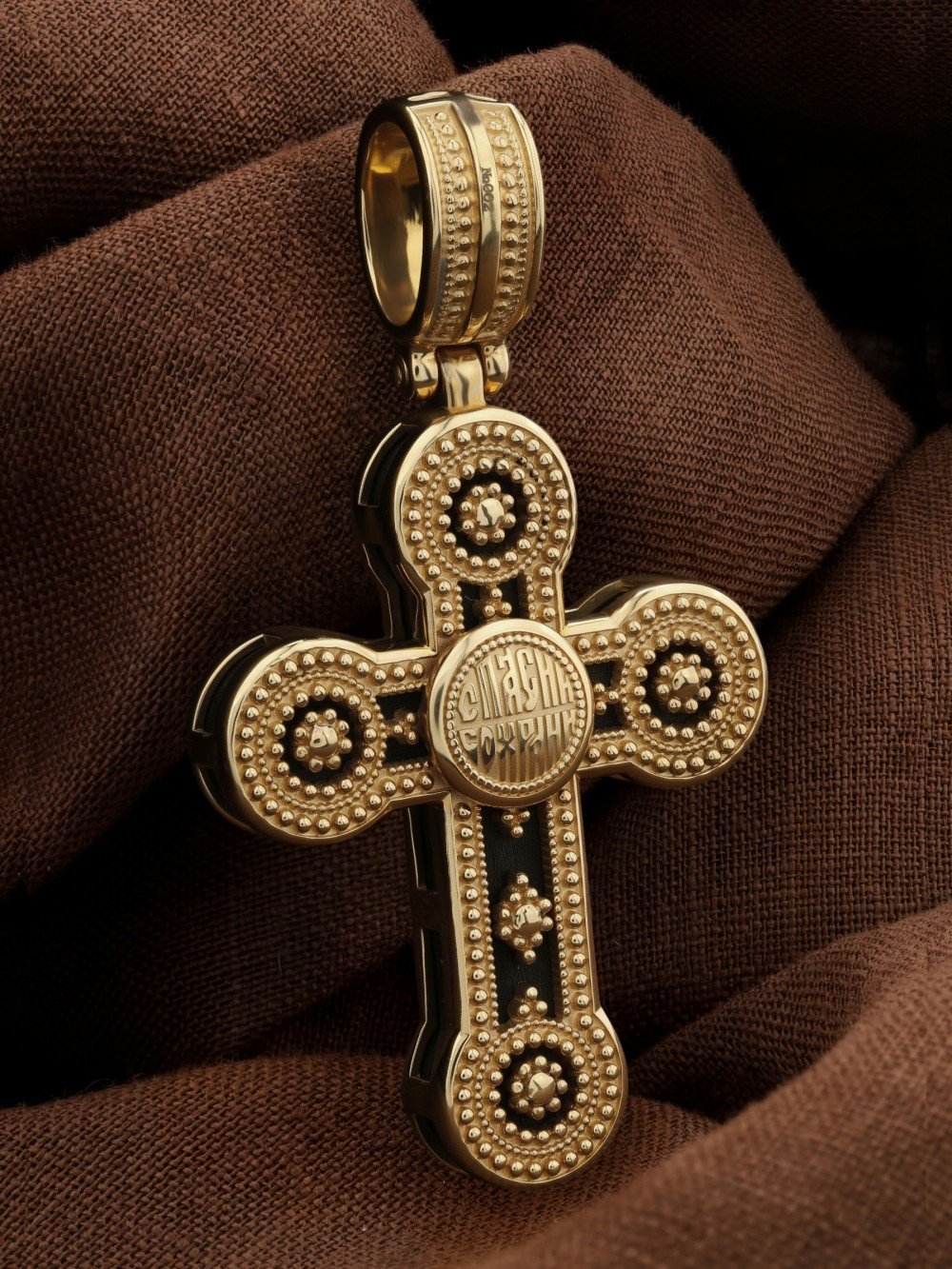 Крест из лимонного золота c эбеновым деревом