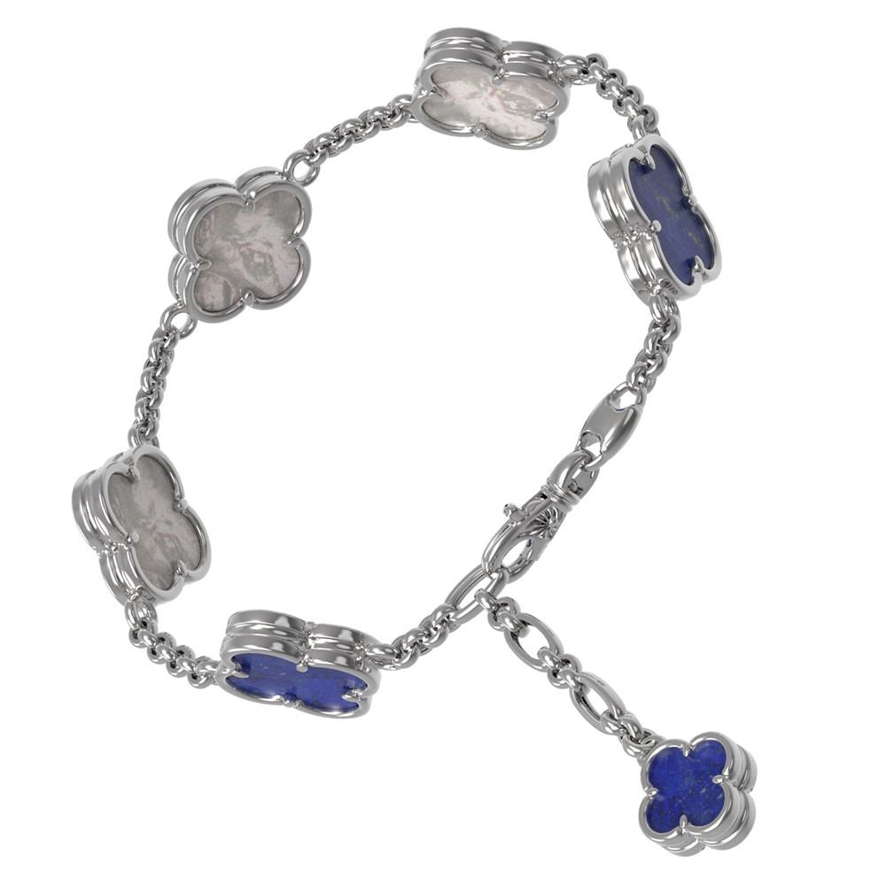 Браслет из белого золота c лазуритом и перламутром