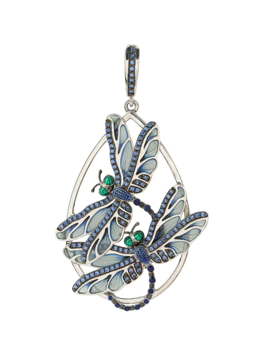 Подвеска из белого золота c сапфиром и эмалью