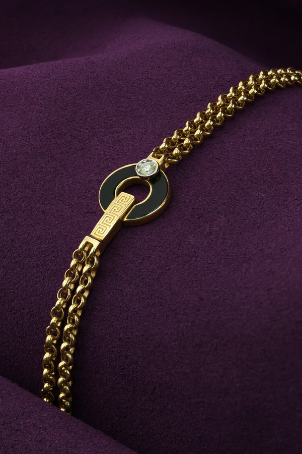 Браслет из лимонного золота c бриллиантами и ониксом