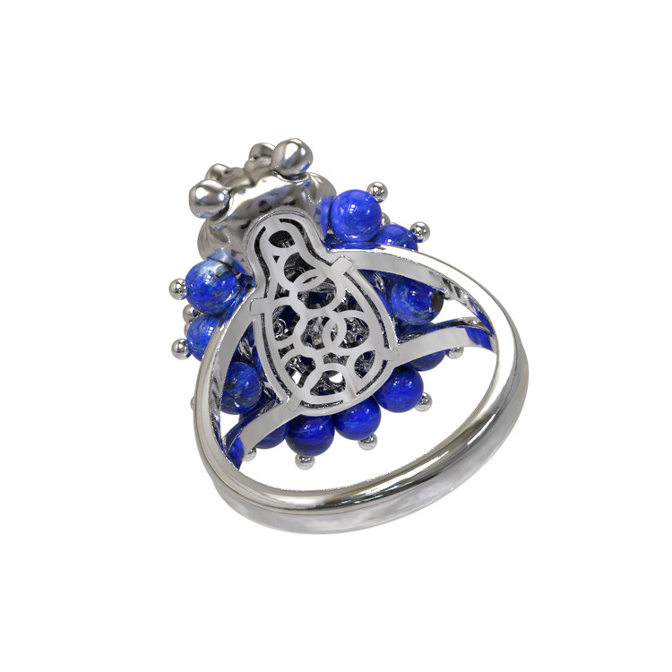 Кольцо из белого золота c эмаль и лазуритом