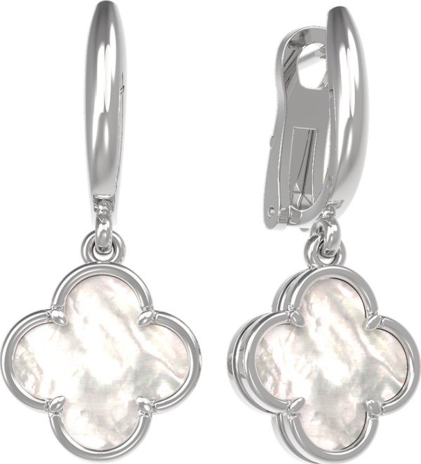 Серьги из белого золота c перламутром