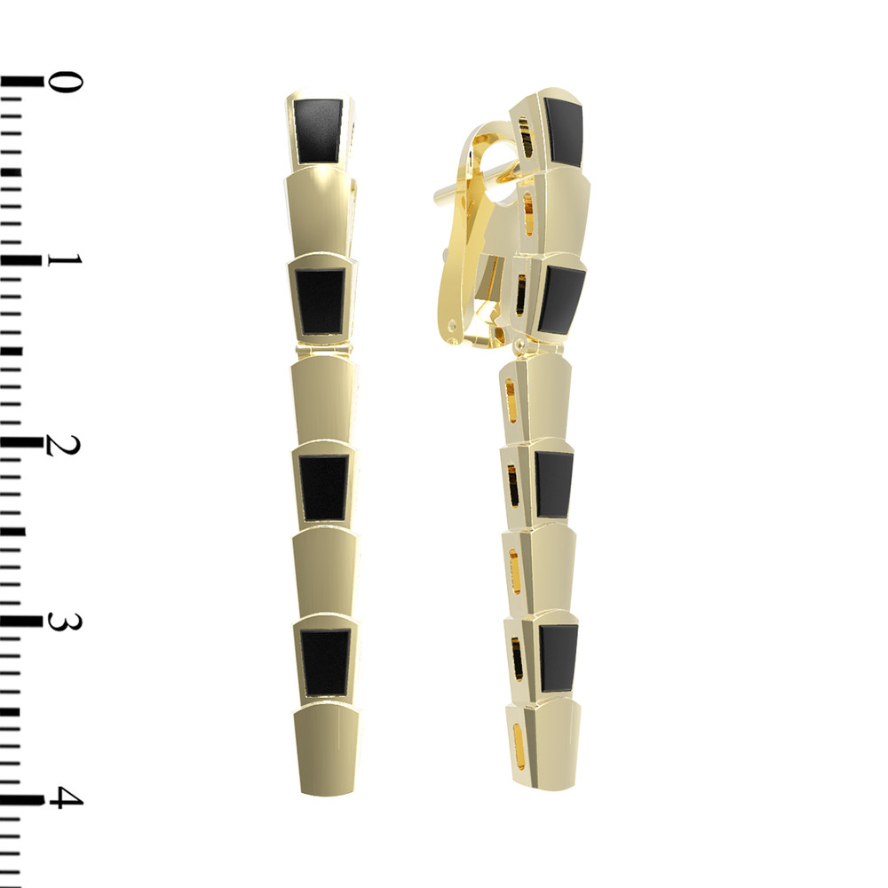 Серьги из лимонного золота c ониксом