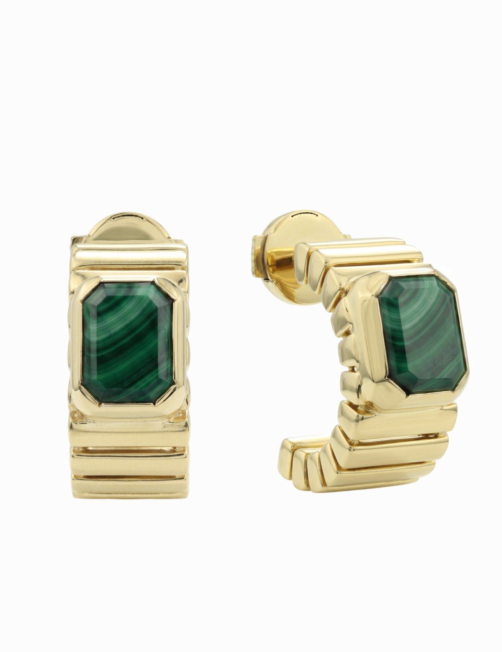 Серьги из лимонного золота c малахитом