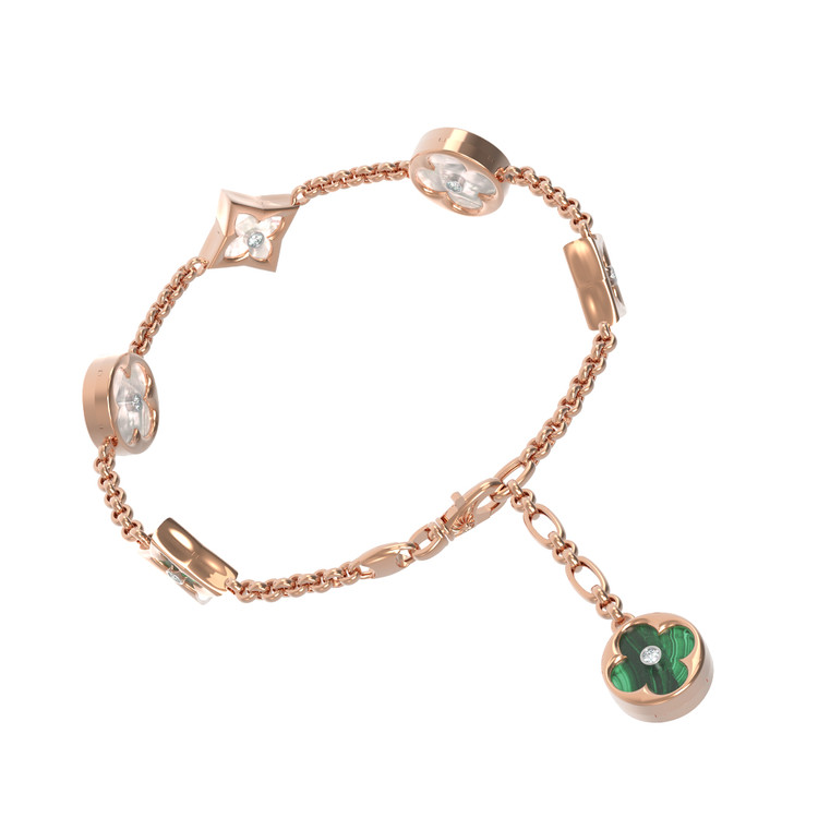 Браслет из золота c бриллиантами, малахитом и перламутром