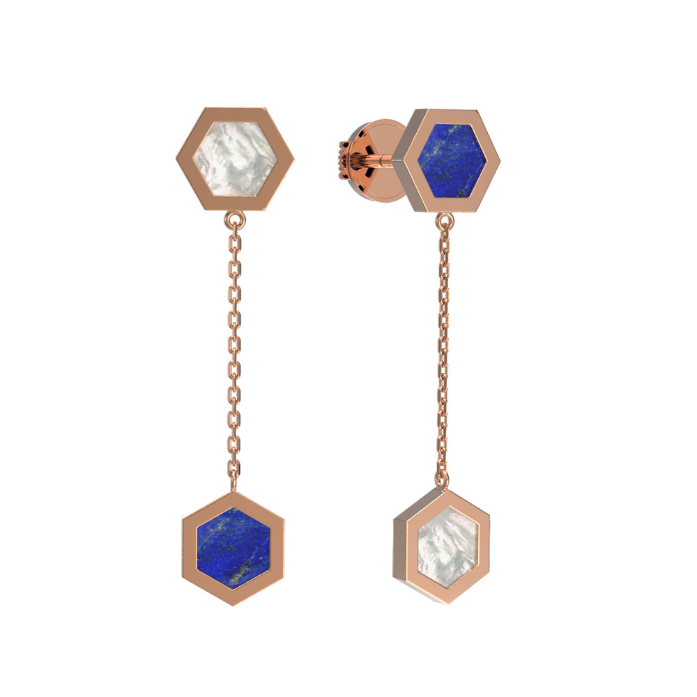 Серьги из золота c лазуритом и перламутром