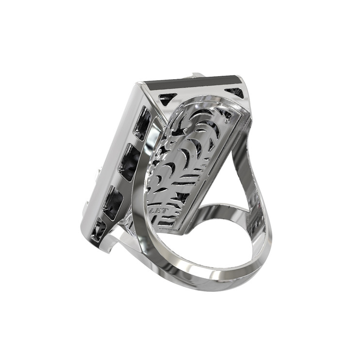 Кольцо из белого золота c бриллиантами и ониксом