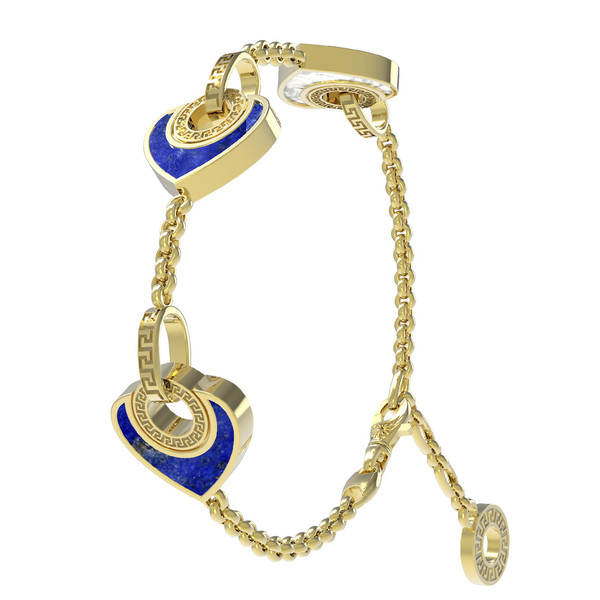 Браслет из лимонного золота c лазуритом и перламутром