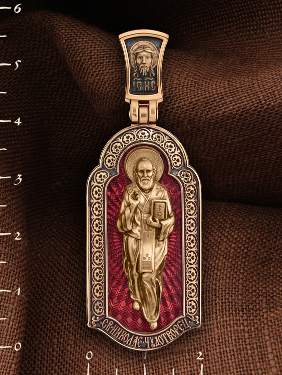 Образок из золота c эмаль