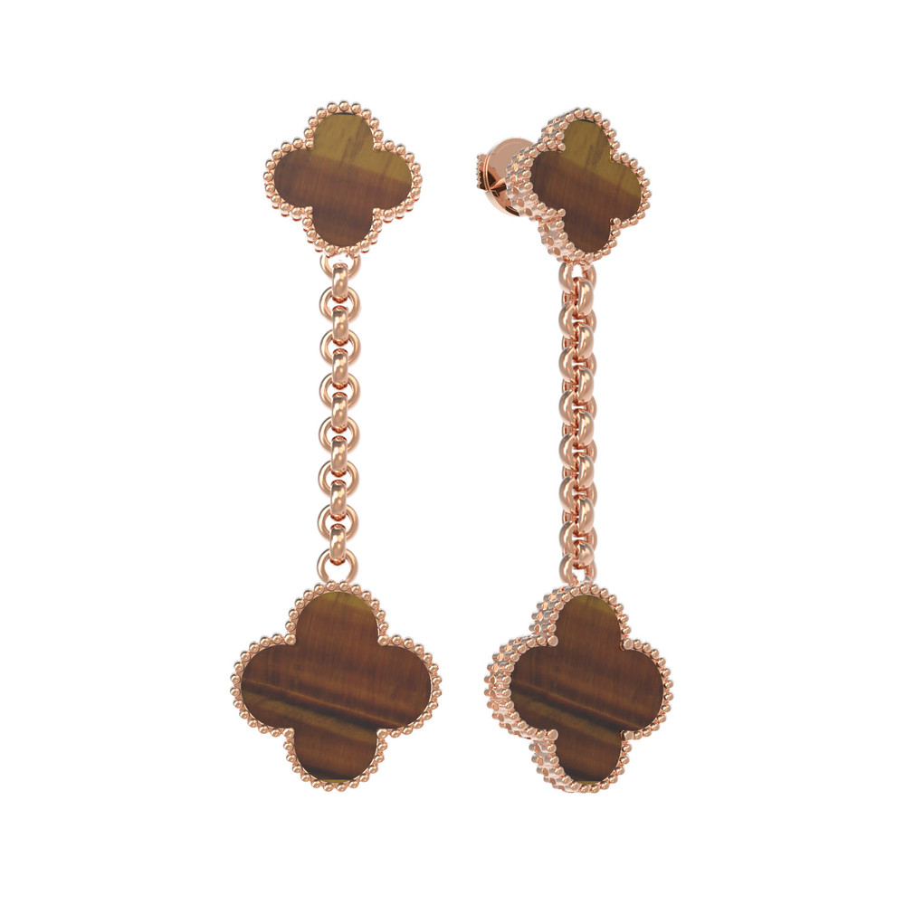 Серьги из золота c тигровым глазом