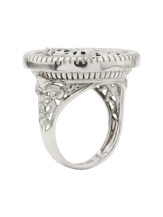 Кольцо из белого золота c эмаль