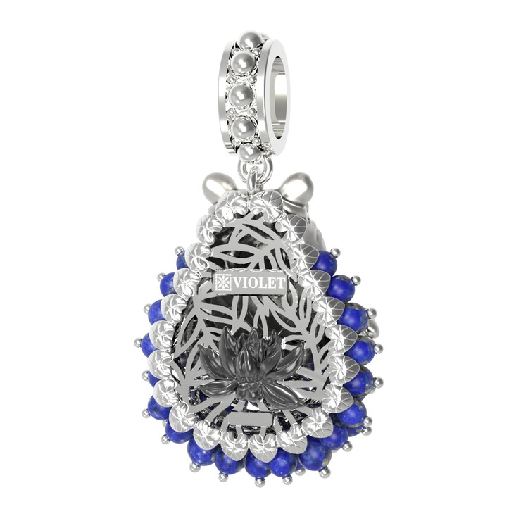 Подвеска из белого золота c эмаль и лазуритом