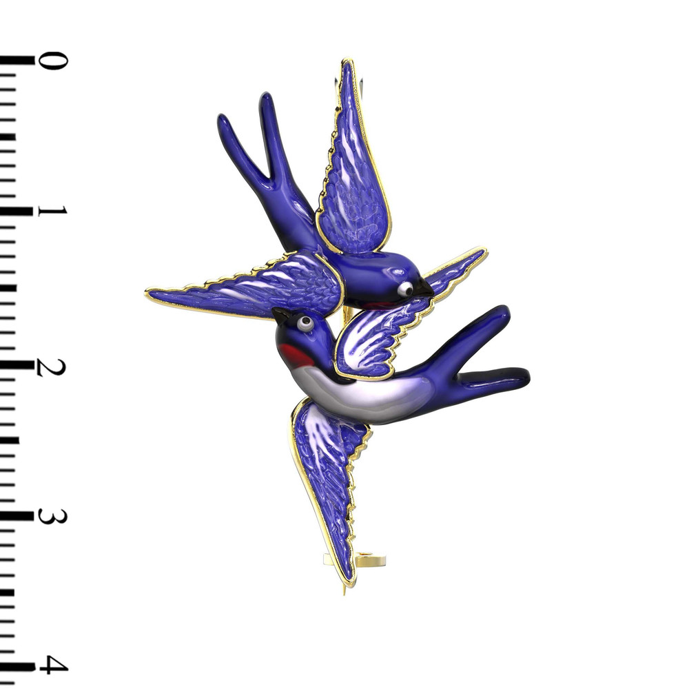Брошь из лимонного золота c эмаль