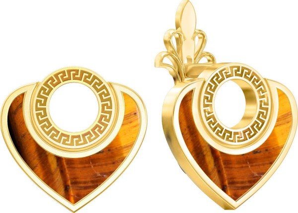 Серьги из лимонного золота c тигровым глазом