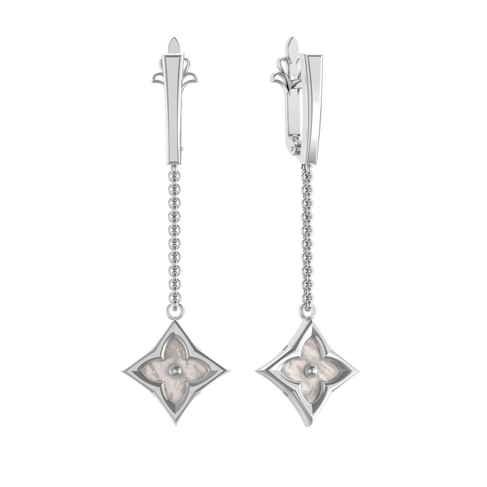 Серьги из белого золота c перламутром