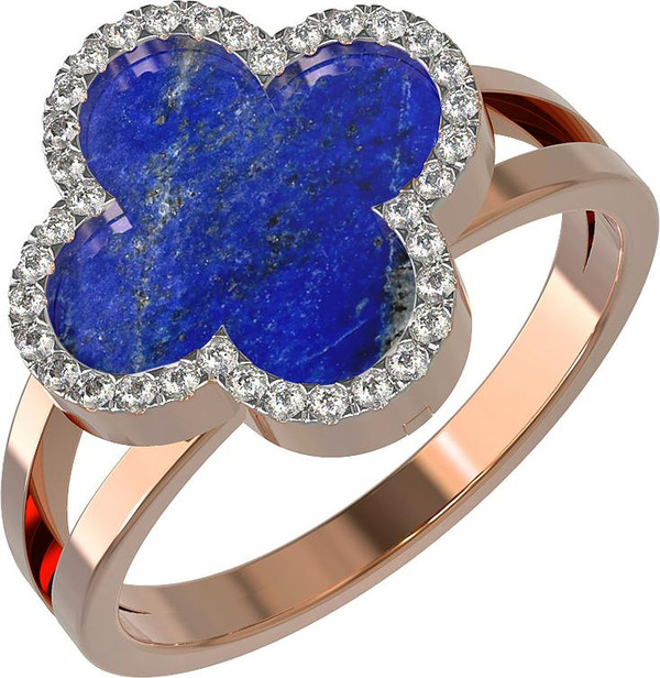 Кольцо из золота c бриллиантами и лазуритом