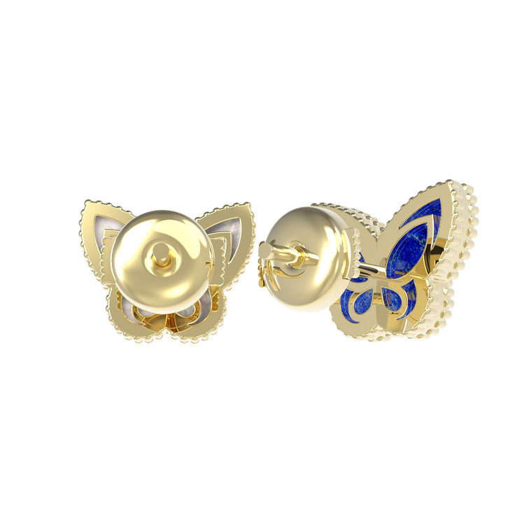 Серьги из лимонного золота c лазуритом и перламутром