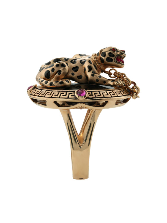 Кольцо из золота c эмаль , ониксом и рубином