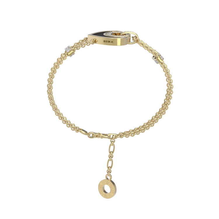 Браслет из лимонного золота c бриллиантами, ониксом и перламутром