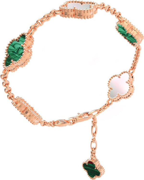 Браслет из золота c малахитом и перламутром