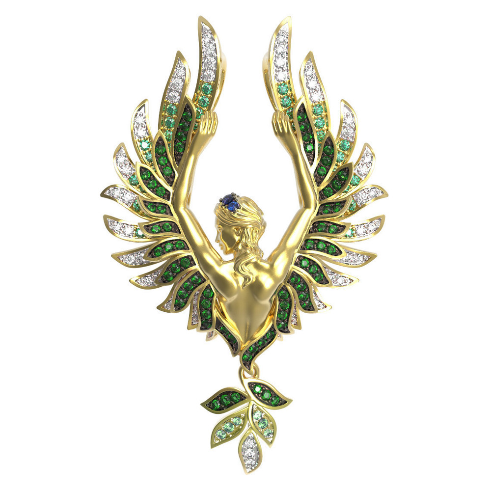 Подвеска из лимонного золота c фианитом