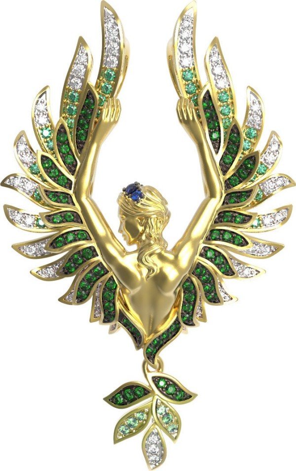 Подвеска из лимонного золота c фианитом