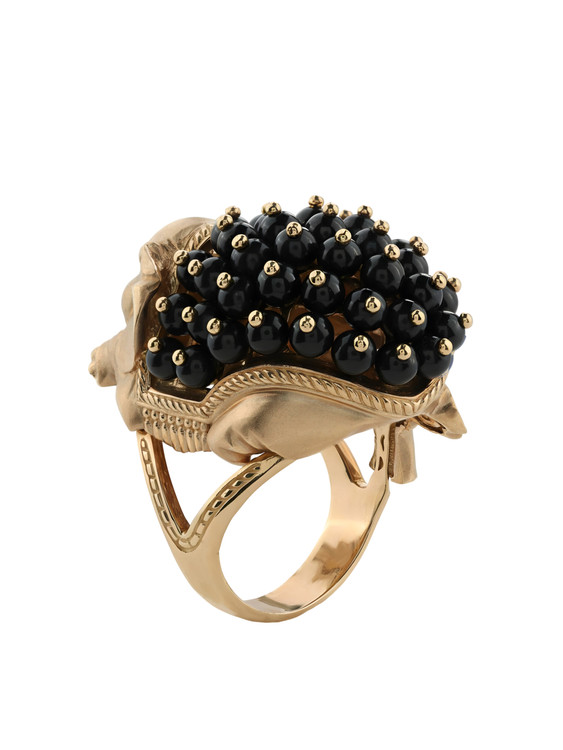 Кольцо из золота c эмаль и ониксом